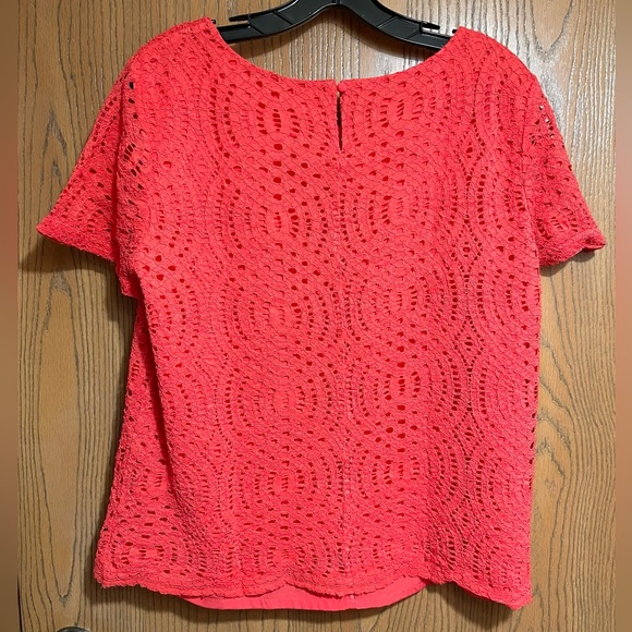J. Crew Vibrant Red Lace Blouse - Picture 2 of 5